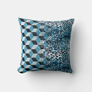 Geometric pattern with leopard skin, leopard patte throw pillow