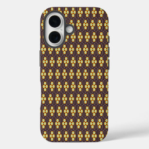 Geometric pattern with orange and blue hexagons iPhone 16 case