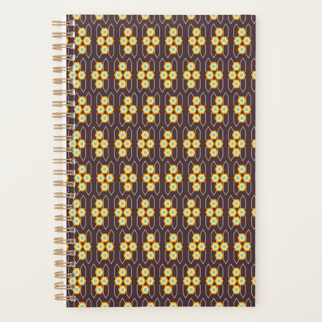 Geometric pattern with orange and blue hexagons planner (Front)