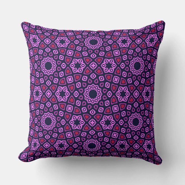 Geometric Pattern with Purple Truncated Tri-Hexago Throw Pillow (Front)