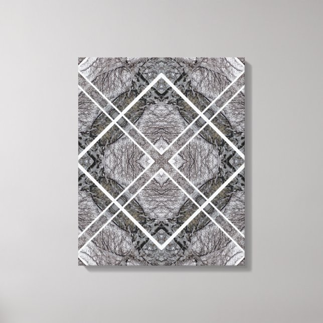 Geometric Pattern with Snowy Winter Trees Canvas Print (Front)