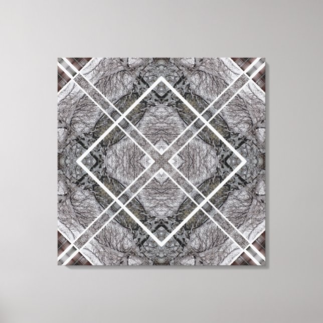 Geometric Pattern with Snowy Winter Trees Canvas Print (Front)