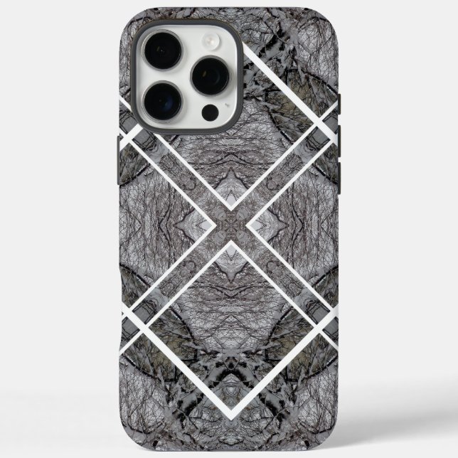 Geometric Pattern with Snowy Winter Trees Case-Mate iPhone Case (Back)
