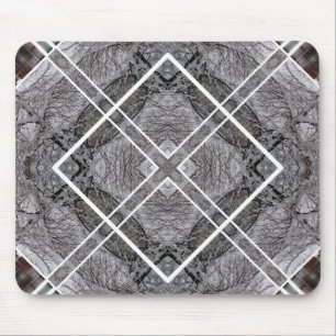 Geometric Pattern with Snowy Winter Trees Mouse Pad