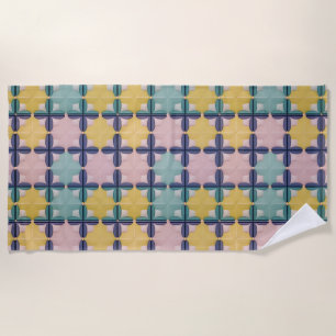 Geometric Pattern With Vivid Colors Beach Towel