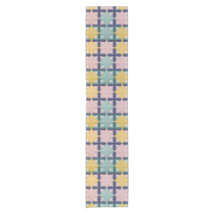 Geometric Pattern With Vivid Colors Short Table Runner
