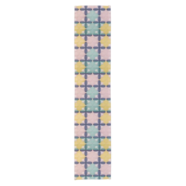 Geometric Pattern With Vivid Colours Short Table Runner (Front)