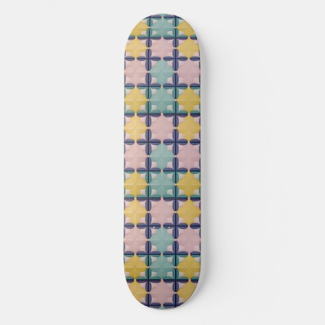 Geometric Pattern With Vivid Colours Skateboard (Front)
