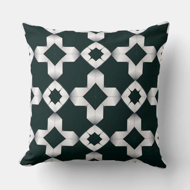 Geometric Pattern with White Crosses Throw Pillow (Front)
