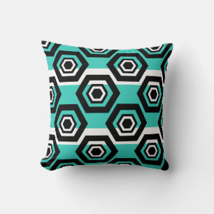 Geometric pattern with White Stripes Throw Pillow
