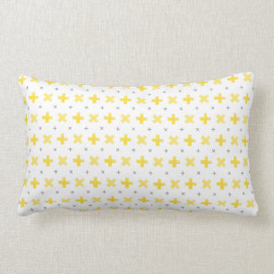 Geometric Pattern Yellow & Grey Lumbar Pillow