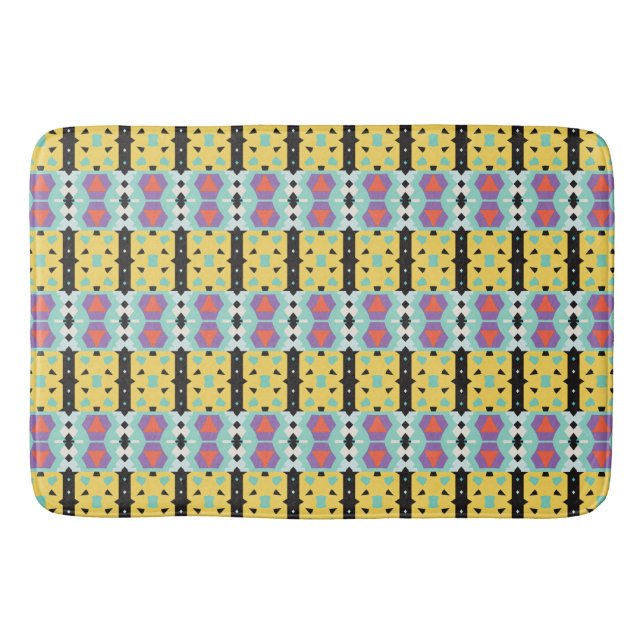 Geometric Pattern Yellow Purple blue Bath Mat (Front)