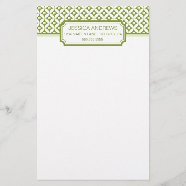 Geometric Patterned Personal Stationery (Front)