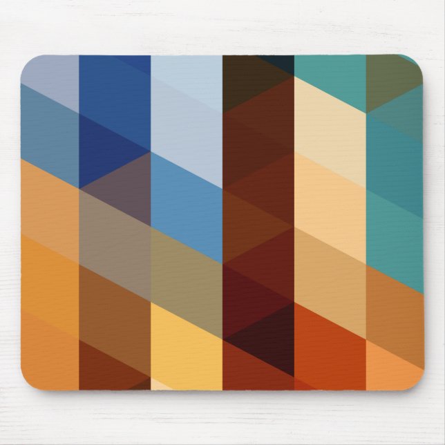 Geometric Patterns | Blue and Orange Triangles Mouse Pad (Front)