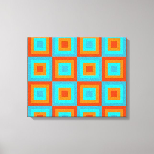 Geometric Patterns Colour Turquoise Orange Canvas Print (Front)