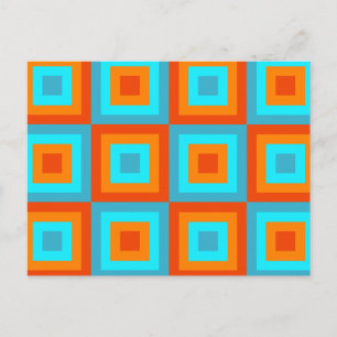 Geometric Patterns Colour Turquoise Orange Postcard
