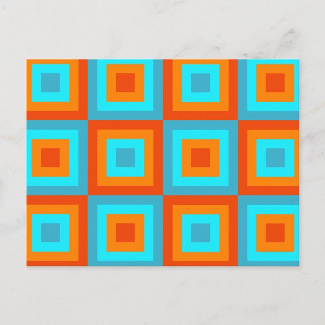 Geometric Patterns Colour Turquoise Orange Postcard (Front)