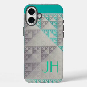 Geometric Patterns & Custom Monogram iPhone 16 Plus Case