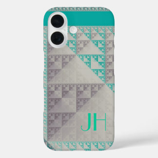 Geometric Patterns & Custom Monogram iPhone 16 Case