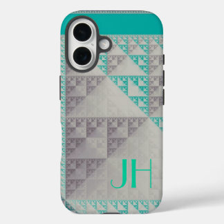 Geometric Patterns & Custom Monogram iPhone 16 Case