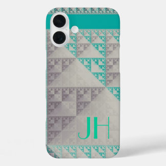 Geometric Patterns & Custom Monogram iPhone 16 Plus Case