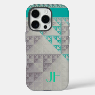 Geometric Patterns & Custom Monogram iPhone 16 Pro Case