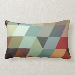Geometric Patterns   Multicolor Triangles Lumbar Pillow