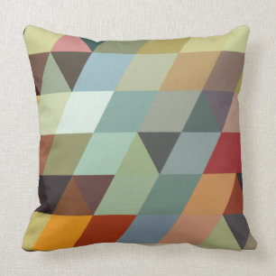 Geometric Patterns   Multicolor Triangles Throw Pillow