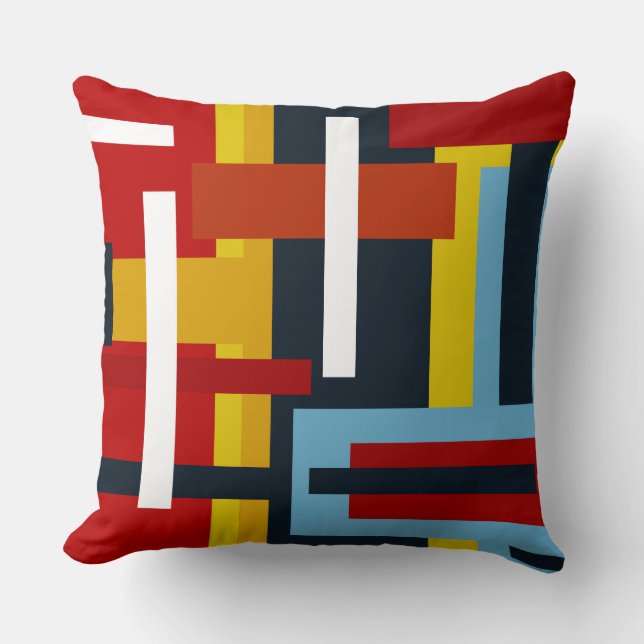  geometric patterns of squares and rectangles throw pillow (Front)