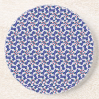 Geometric Patterns - Red and Blue Pinwheel Coaster