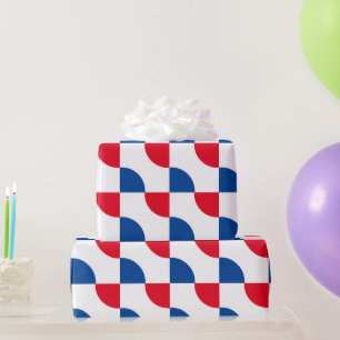 Geometric Patterns Red Blue White Custom Colours Wrapping Paper