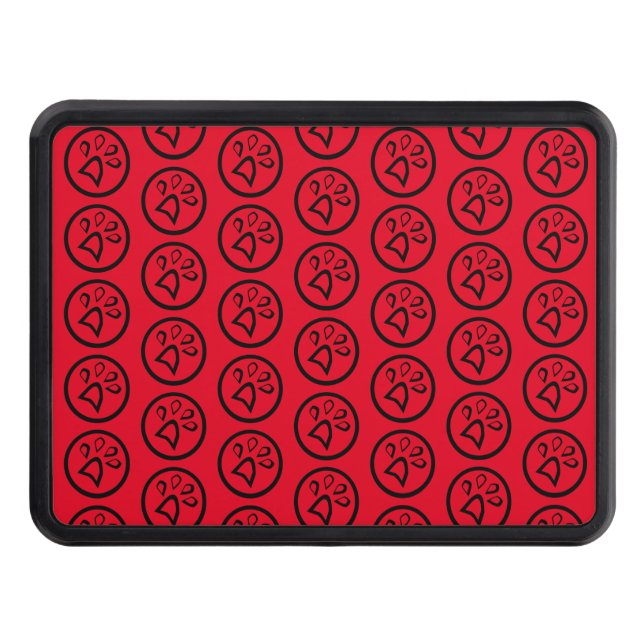 Geometric Paw Print Red Black  Trailer Hitch Cover (Front)