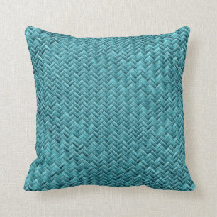 Geometric Peacock Basket weave Pattern Throw Pillow
