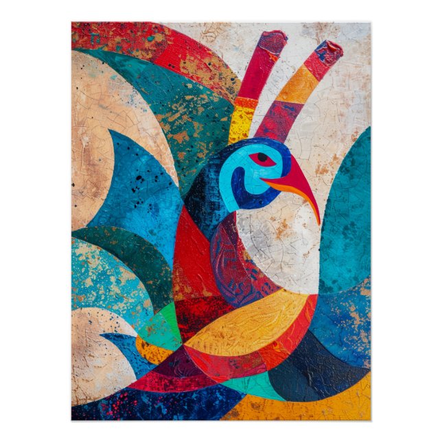 Geometric Peacock In Shard Harmony Poster (Front)