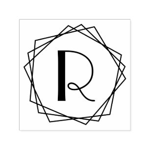 Geometric Pentagons Frame Single Initial Monogram  Self-inking Stamp