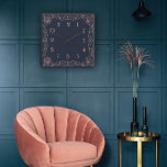 Geometric perfection in an Art Deco Square Wall Clock<br><div class="desc">Geometric perfection,  golden elegance,  and pure vintage charm. Perfect for the design lover with classic taste.</div>