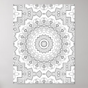 Geometric Petal Ring Coloring Page Artwork Design Poster