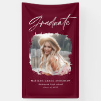 Geometric photo burgundy graduation party