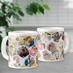 Geometric Photo Collage 17 Picture Large Coffee Mug