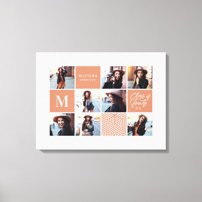 Geometric photo graduation personalized gift canvas print (Front)