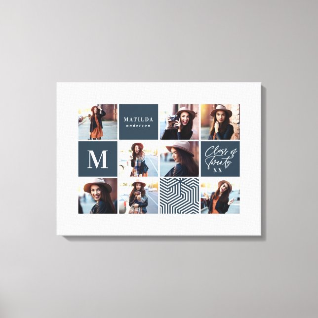 Geometric photo graduation personalized gift canvas print (Front)