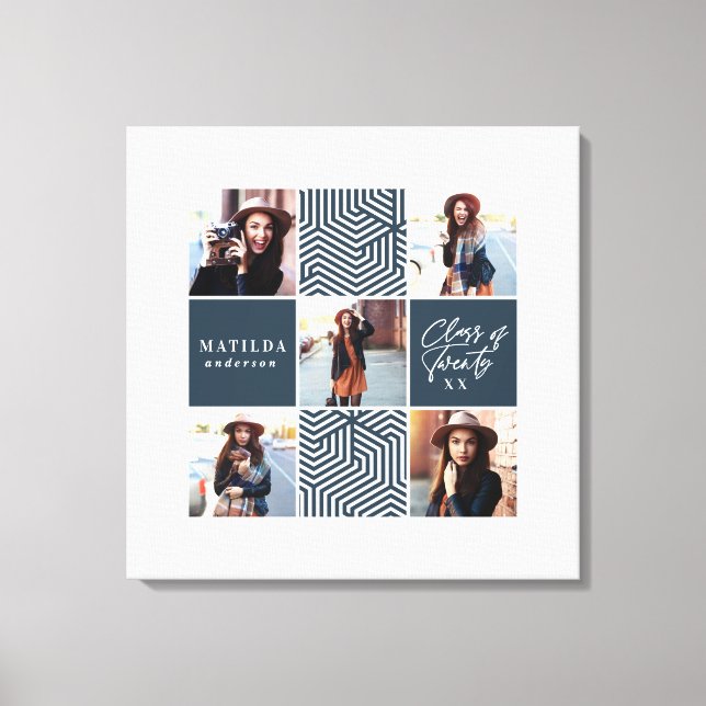 Geometric photo graduation personalized gift canvas print (Front)