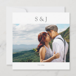 Geometric Photo Modern Square Grey 2 Wedding Invitation