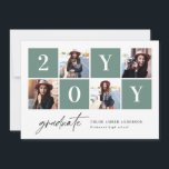 Geometric photo typography graduation announcement<br><div class="desc">Geometric multi photo typography graduation announcement. Featuring bold typography and on trend script text. Geometric background colour can be altered.</div>