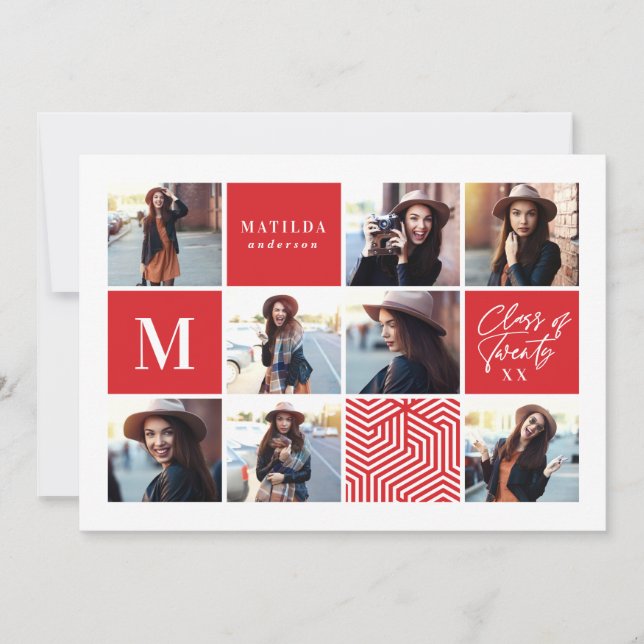 Geometric photo typography graduation announcement (Front)