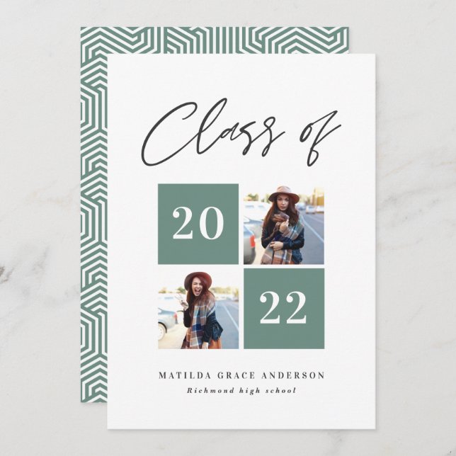 Geometric photo typography graduation announcement (Front/Back)