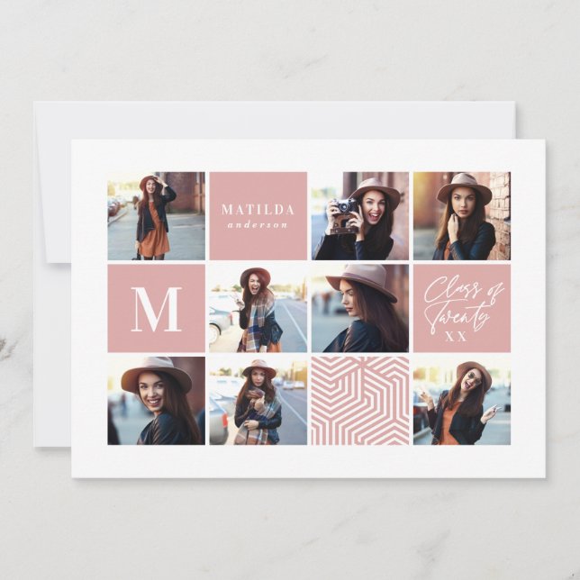Geometric photo typography graduation announcement (Front)