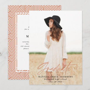 Geometric photo typography graduation party invite