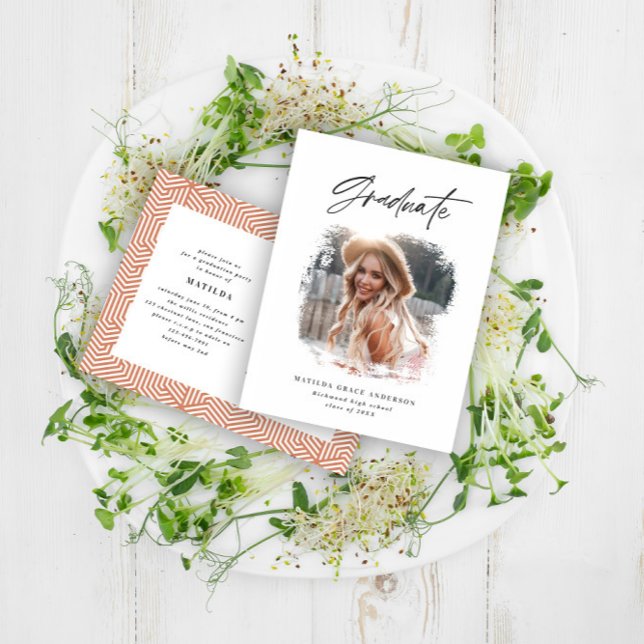 Geometric photo typography graduation party invite (Creator Uploaded)