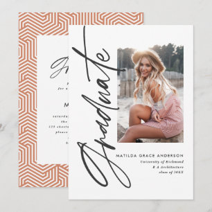 Geometric photo typography graduation party invite